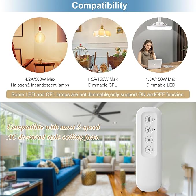 Replacement Remote 99770 99392 99118 99122 99123 99119 Ceiling Fan Remote Control Compatible with Hunter