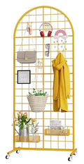 VGMiu Grid Wall Panel 1PCS Display Stand 2' x 5.2' FT Gold Grid Wall Panels Movable Retail Display Racks Floorstanding Gridwall Heavy Duty with Wheel for Art Craft Photo Displays Fair Trade Show