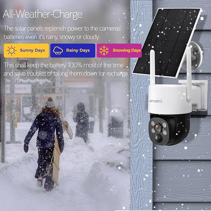 [Night Color] XMARTO 2K HD Wireless Solar Security Camera System with Starlight Color Night Vision, PTZ Control, Long Range WiFi6, Easy Mobile View, HDMI View on Monitor, 0 Monthly Fee, 64GB Micro SD