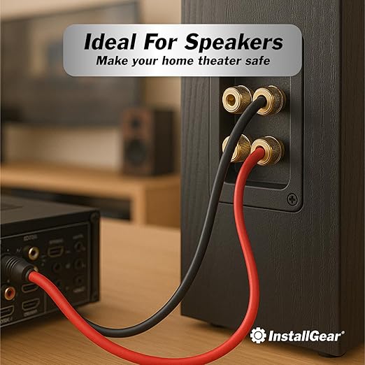 InstallGear 14 Gauge Speaker Wire - 30 Ft Copper Clad Aluminum Speaker Cable with Durable PVC Jacket - Red and Black Wire for Home Theater and Car Audio - Flexible Audio Cables