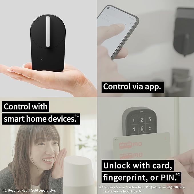 CANDY HOUSE Sesame 5, Smart Lock, Bluetooth Electronic Deadbolt, Auto-Lock, Keyless Entry Door Lock for Front Door, Fits Your Existing Deadbolt, for Airbnbs Vacation Rentals