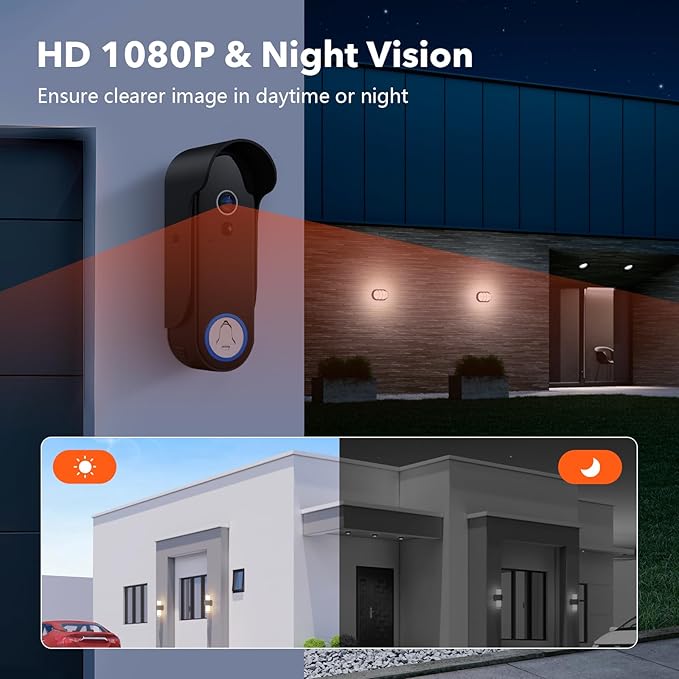 ACEBELL Wireless Video Doorbell Intercom System Battery Operated, 1080P Video Doorbell Camera with Monitor Wireless, Video Door Phone with 7''Touch Screen, Motion Detection, No Monthly Fees