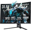 KOORUI 32 inch Curved Gaming Monitor, QHD (2560 x 1440) 2K 170Hz 144Hz Monitor, 1ms 1500R Display, 90% DCI-P3, Adaptive Sync, Tilt Adjustable, VESA Compatible, DisplayPort HDMI, Black