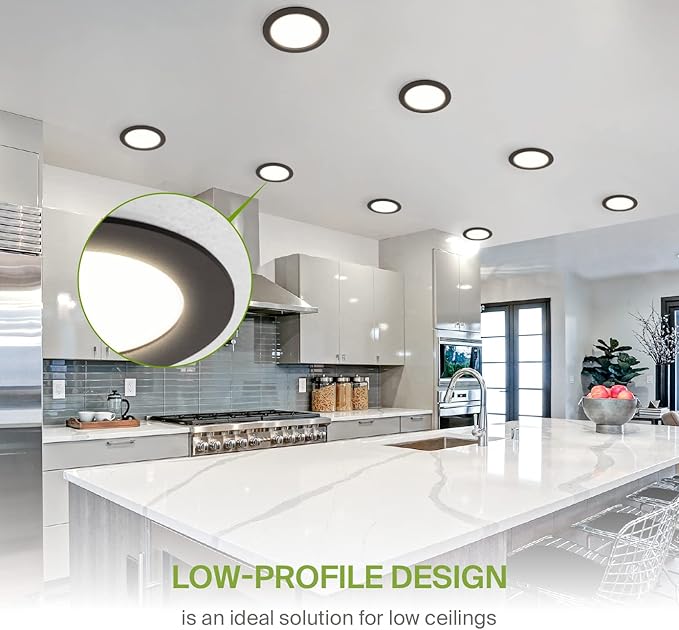 ASD 1 Pack LED Recessed Lighting 6 Inch 15W, 5 CCT 2700K-5000K CRI90+, IC Rated Ultra Thin Dimmable Ceiling Lights with J Box, Canless Wafer Downlight, Round Slim Panel Light, UL Energy Star, Bronze