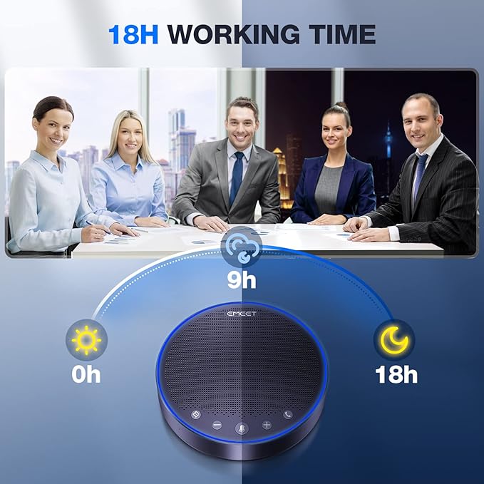 EMEET M3 Conference Speaker and Microphone, Zoom Certified Bluetooth Speakerphone with 4 AI Mics 360° Voice Pickup, 18H Talk Time, USB 2.0&Bluetooth 5.0 with Daisy Chain for 20 People for Zoom Teams