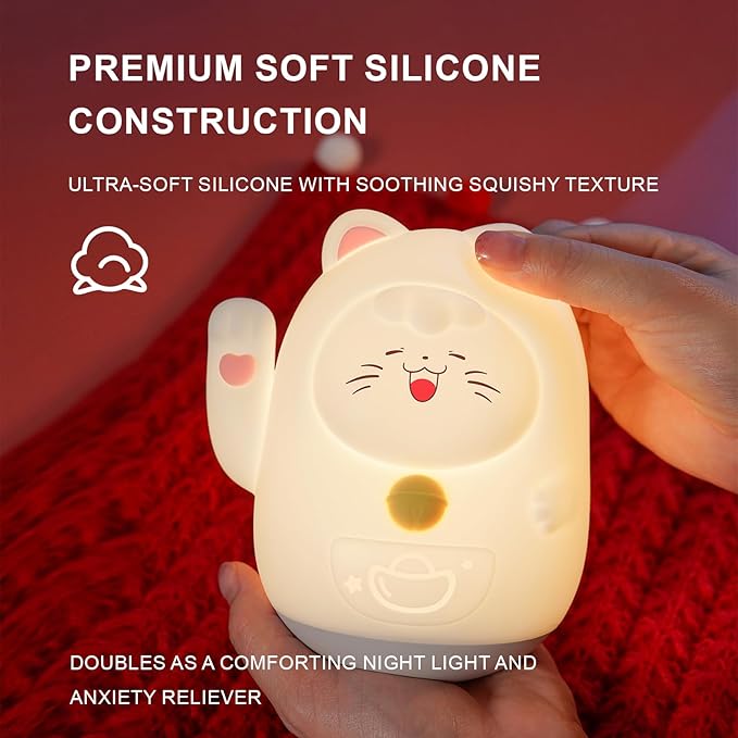 AuroraNiteBeam Cute Cat Night Light for Kids, LED Nursery Lamp Dimmable & Rechargeable, Warm Glow for Night Feeding, Nursery & Room Décor Lamp with Gift-Ready Design