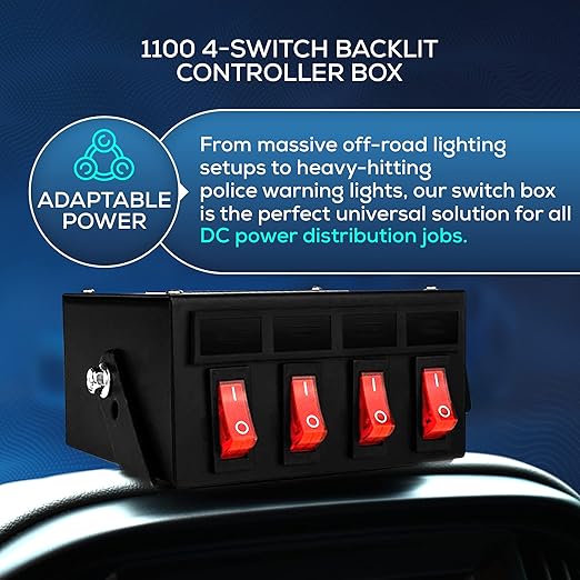 Ultra Bright Lightz 1100 4-Switch Backlit Controller Box | Emergency Vehicle Strobe Warning Lights | Siren | Speaker