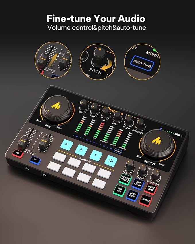 MAONO-MaonoCaster-Podcast Equipment Bundle for 2-includes All-in-one Audio Interface with Premium Mic Preamp, XLR Condenser Microphone, and 3.5MM Mic for Podcast Recording, Streaming, DJ (AME2 Duo)