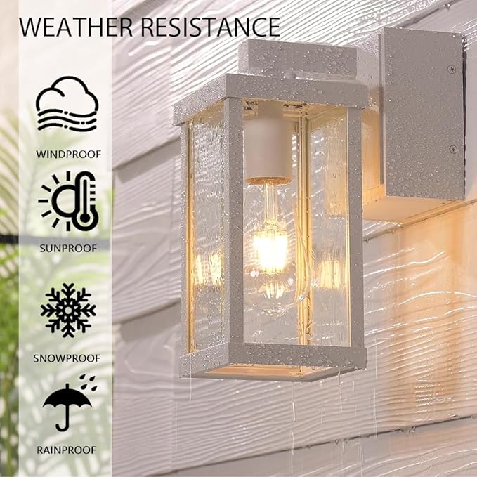 JOKAONOTL Dusk to Dawn Porch Lights with GFCI Outlets Waterproof Outdoor Wall Lights Exterior Lighting Fixtures Modern Outside Lights Wall Mount for House Patio Garage,White,11.8''H, 2 PC