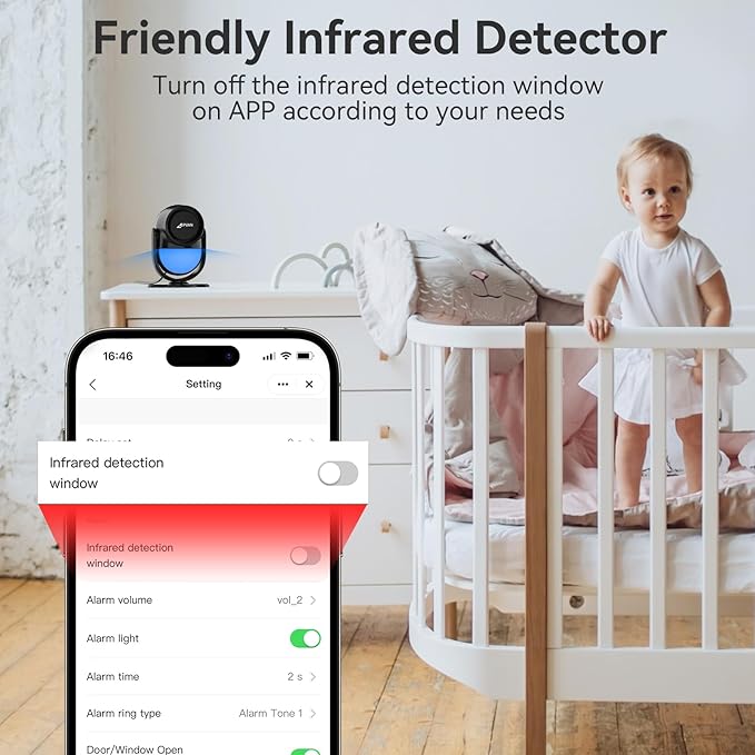 CPVAN WiFi Motion Sensor Alarm, 125dB Wireless DIY Smart PIR Motion Detector with Door/Window Sensor for Home Security System - On Spot Alarm & APP Alert, Black
