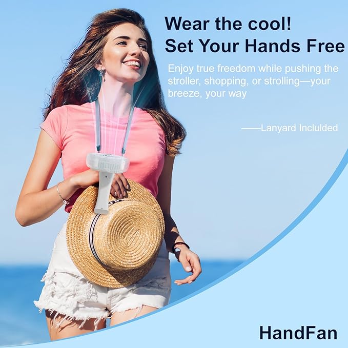 HandFan Upgraded Portable Misting Fan, Handheld Spray Water Mister Fan, USB Rechargeable Personal Mist Fans, Mini Cooling Hand Fans for Summer Beach Travel Concerts, Gifts for Women(White)