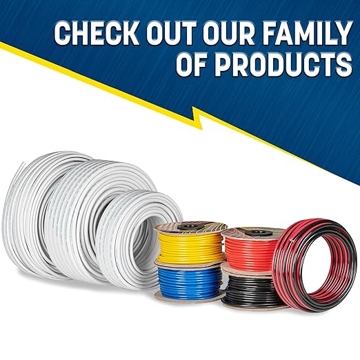 GS Power 100 Ft Duplex Marine Wire, 14 Gauge Wire, Oxygen-Free Tinned Copper 14 AWG Electrical Boat Wiring, Sheathed Copper Marine Grade Electrical Cable for Boat Automotive RV Camper Trailer