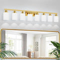 DIKAIDA 52inch Gold Bathroom Light Fixtures, Modern Bathroom Vanity Light with Milky White Glass Shade, Gold Wall Lamp Sconces for Mirror Bedroom, Living Room Hallway