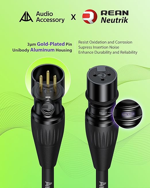 AA AUDIO ACCESSORY Low Profile Mic Boom Arm with XLR Cables 10ft 2 Pack