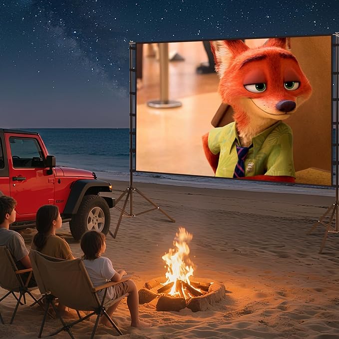 STWUI Projector Screen with Stand - 150 Inch Portable Projector Screens Outdoor Indoor Projector Screen 16:9 4K HD Outdoor Movie Screen with Carry Bag,Enioy Home Theater Projection Screen