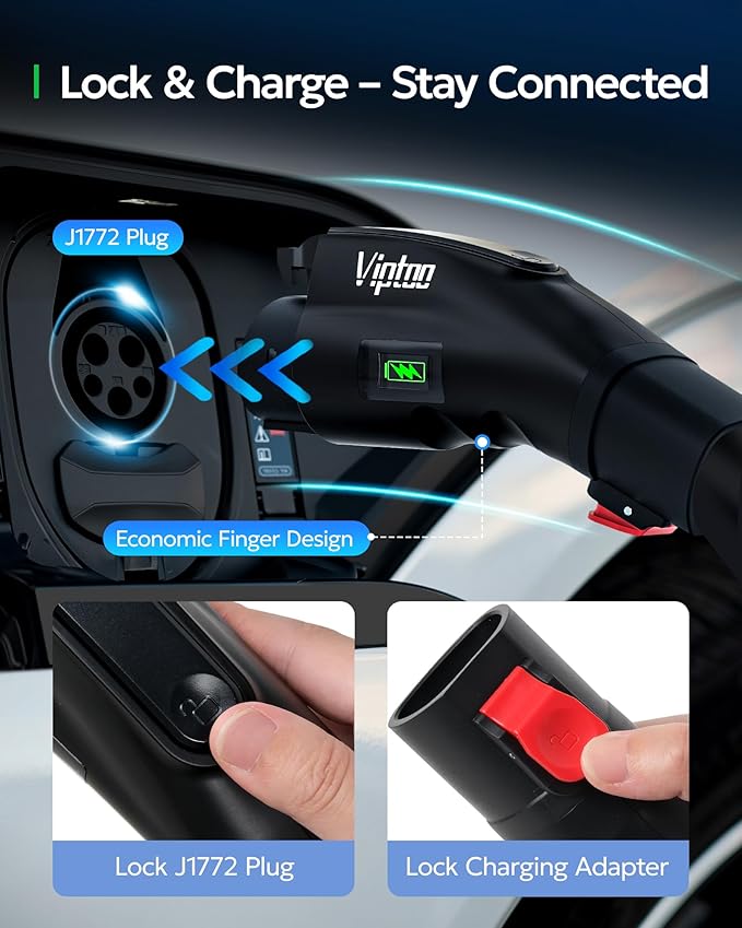 VIPTOO Adapter for Tesla to J1772 Adapter, Compact with Light Indicator, Compatible with Tesla Wall/Mobile/Destination Chargers, Converts Tesla to J1772 for Non-Tesla EVs (for J1772 EVs Only)