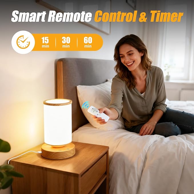 Qiuxunies Light Therapy Lamp 10000 Lux, Sunlight Lamp with Remote Control, 3 Color Temperatures & 4 Brightness Levels, Full Spectrum Light, Ideal as Desk, Bedside Lamp & Gift for Home/Office