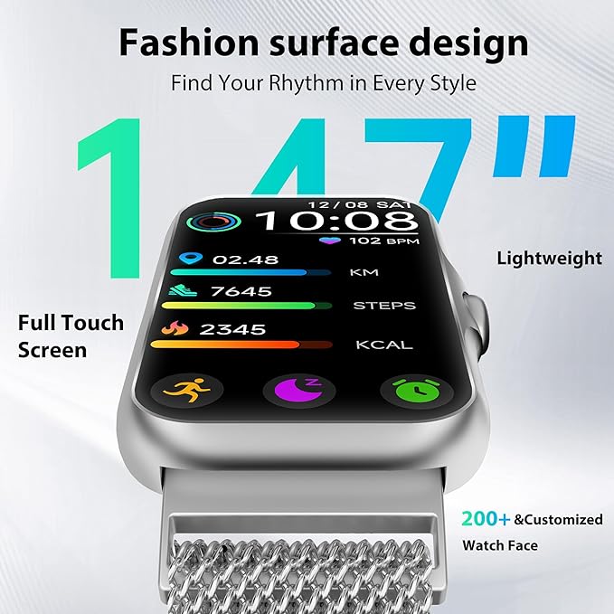 JYUAJOI Fitness Tracker with 24/7 Continuous Heart Rate, Blood Oxygen Monitor, Smart Watch with Sleep Monitor, IP68 Waterproof Activity Tracker Step Counter for Women Men