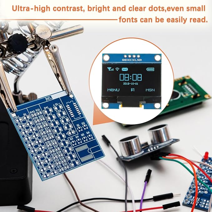 JAMHER 1.3 Inch I2C IIC OLED Display Module 128x64 Pixel Mini Self-Luminous Display Screen Board for Arduino Projects Raspberry Pi with Wire(3Pack Blue)