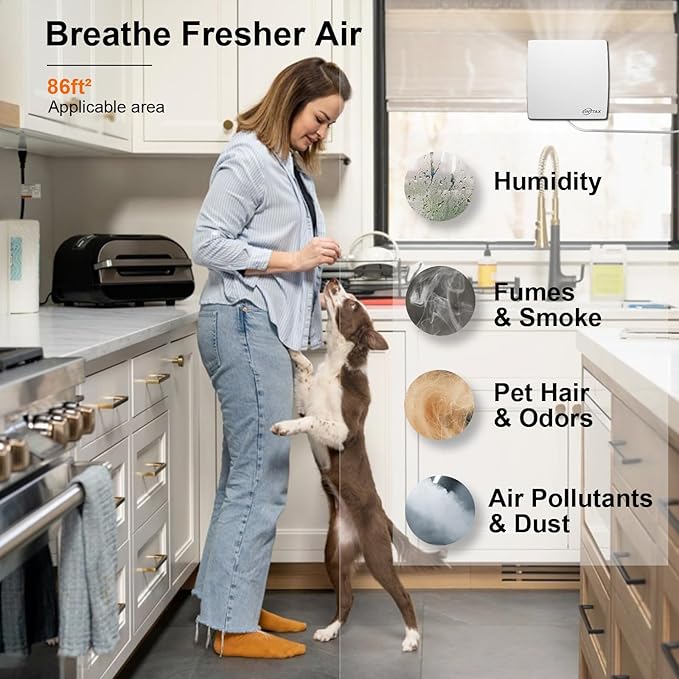 EINTTAX 4 Inch Wall Mount Bathroom Exhaust Fan, 56 CFM Plug in Wall Exhaust Fan, Quiet Bathroom Window Fan with Backdraft Damper for Kitchen, Garage, Office, Grow Tent, 12W, White (No Timer)