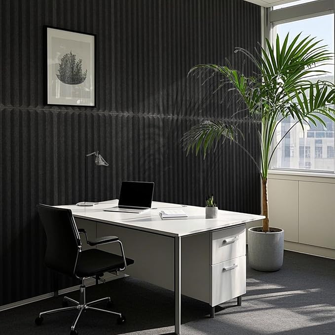 Art3d 10-Pack Peel and Stick Acoustic Panels with Acrylic Tape - 12 x 48 inches, Self Adhesive Sound Absorbing Polyester Wall Panels for Home Office Studio, Black