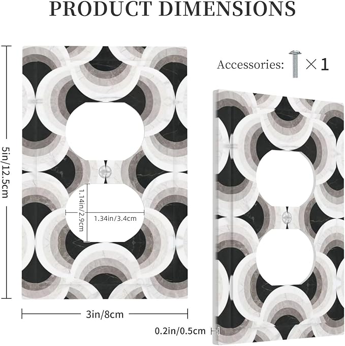 Bvtewkhz Black/White Art Marble Duplex Outlet Decorative Light Switch Covers Electrical Faceplate Switch Plates for Bathroom Kitchen Home