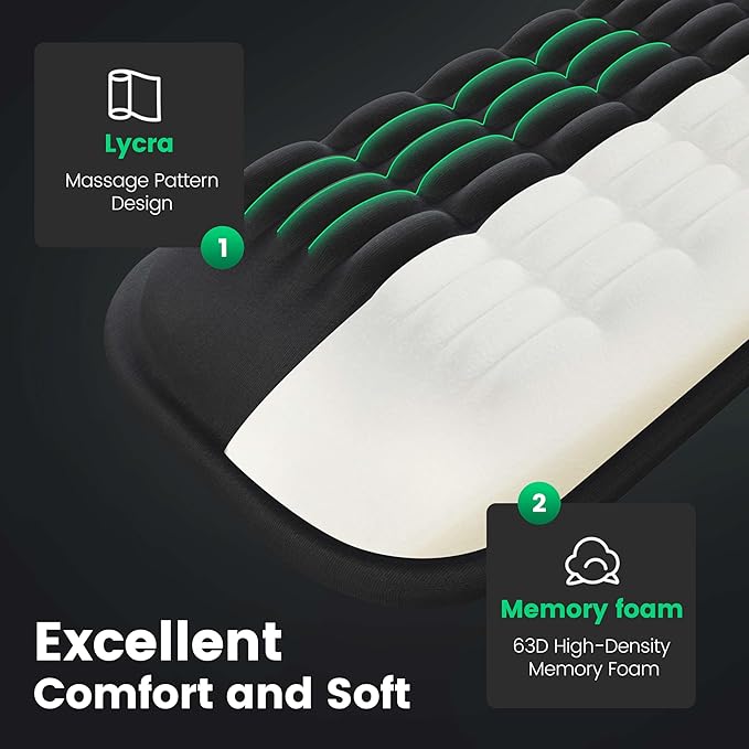 MEKASS Keyboard Wrist Rest, Soft Memory Foam Wrist Support for Keyboard, Keyboard Hand Rest Pad for Wrist Pain Relief, Keyboard Wrist Guard for Long Hours of Work, Gaming, Studying（White）