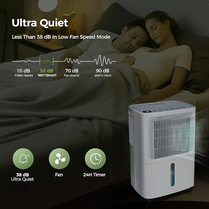 2,500 Sq.Ft Dehumidifier for Basement with Drain Hose, MAX 34 Pint Dehumidifiers for Home with 3 Modes, Smart Humidity Control & Display, 24HR Timer, Auto Defrost for Large Room, Bathroom,Bedroom