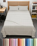 Full XL Bed Sheet Set - 4 Piece Extra Long Extended Full XL Sheets - Soft, Breathable & Cooling - Fits 8" to 16" Mattress with Deep Pockets - 54" x 80" - Wrinkle and Fade Resistant - Beige Stripes 2