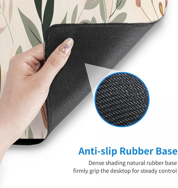 CANFLASHION Desk Pad,Office Desk Mat 31.5"×11.8" Large Gaming Mouse Pad,Durable Extended Computer Mouse Pad,Waterproof Thick Big Mouse Pads with Non-Slip Rubber Base Office Home Abstract Boho Leaves