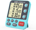 MOSTRUST Digital Dual Kitchen Timer, 3 Channels Countdown Triple Timer for Cooking, Magnetic Memory-Preset Large-Display Adjustable Alarm Volume, Multi Times Management, 3A Battery Included, Blue