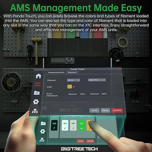 BIGTREETECH Panda Touch for Bambu-Lab P1S, P1P, X1C, X1E, A1, A1 Mini 3D Printers, Support Multi Printers and AMS Management Upgrade Wireless Touch Screen