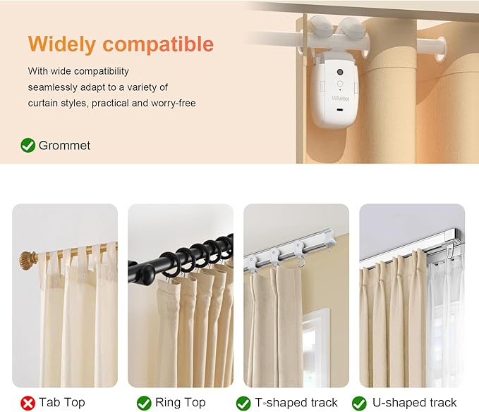 Automatic Curtain Opener - Gifts for Women and Men, Smart Curtain Opener with Remote for Roman/U/T Rails, Bluetooth Curtain Opener with App/Timer, Compatible with Alexa and Google Home