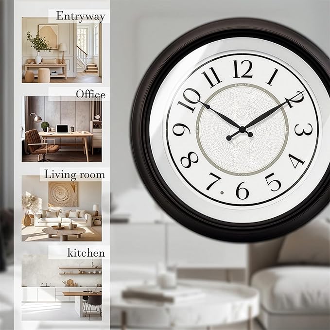 FOUNTAIN DESIGNS Galaxy 18 Inch Luminous Atomic Wall Clock with Night Light, Illuminated Wall Clock with Smart Sensor to Turn on/Off LED Light, Oil Rubbed Bronze Finish, Unique