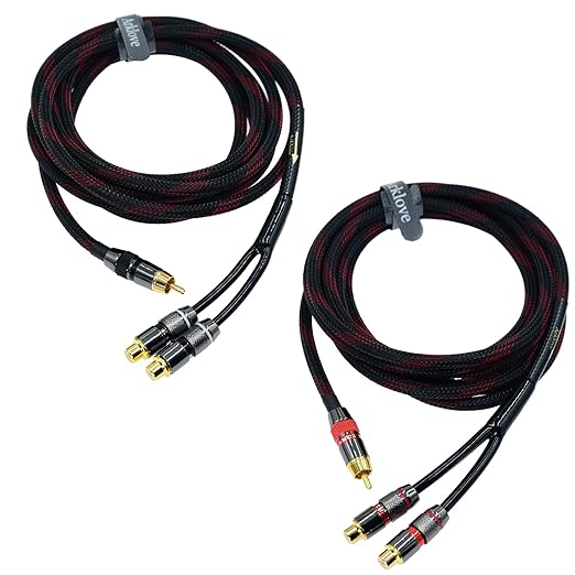 Arklove 5ft Shielded RCA Splitter Subwoofer Stereo Audio Video Cable 1 Male to 2 Female Dual Speaker Y Adapter Connector Extension Cord 24k Gold Plated(2 Pack)