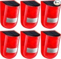 Qualirey 6 Pack Solar Sound and Light Alarm Motion Sensor 129db Outdoor Security Siren Waterproof Motion Activated Detector Alarm 6 LEDs Flash Warning Strobe System for Home, Farm (Red)