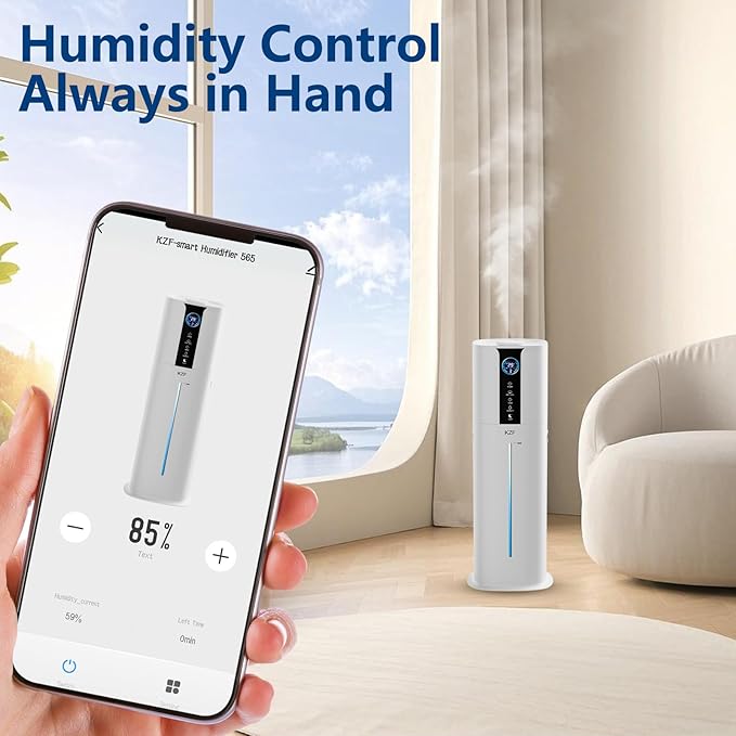 9L Smart Humidifiers for Bedroom Large Room, 2.3Gal Cool Mist Top Fill Diffuser App & Remote Control, 3 Mist Modes, Quiet Humidifier for Home Office Plant (APP White)