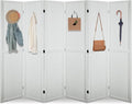 ECOMEX 6 Panel Room Divider, 5.6Ft Pegboard Display Wooden Room Divider Folding Privacy Screen Room Divider Freestanding Peg Board Display for Trade Show Craft Show Home Wall Organizer, Elegant White