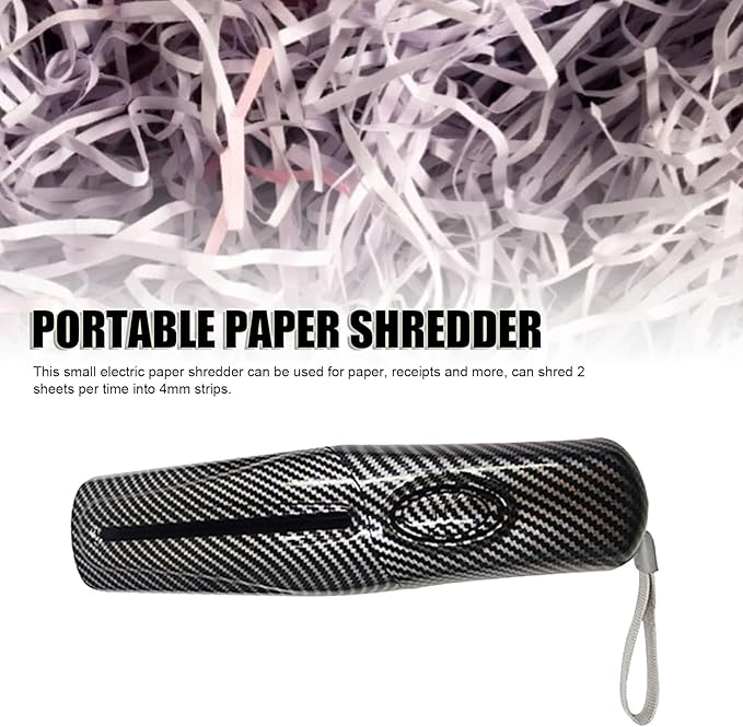 Fafeicy Portable Electric Paper Shredder 4mm Shredding 2 Sheet Capacity USB Powered for Office and Home Use Compact Design with Carbon Fiber Color