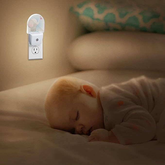 YESPOAK Cute Little Elephant Play Butterfly Dusk to Dawn Night Light Auto Sensor Lamp Home Indoor Stairway Kitchen Corridor Night Lights Plug Into Wall Décor Boys Girls Women Men Room Gifts