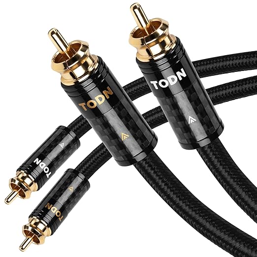 TODN Hi-end RCA Cables for Audiophile with Silver-Plated-OCC-Core and Dual Shielded RCA to RCA Stereo Car Audio Cable (4.9 ft/1.5 m, 1 Pair)