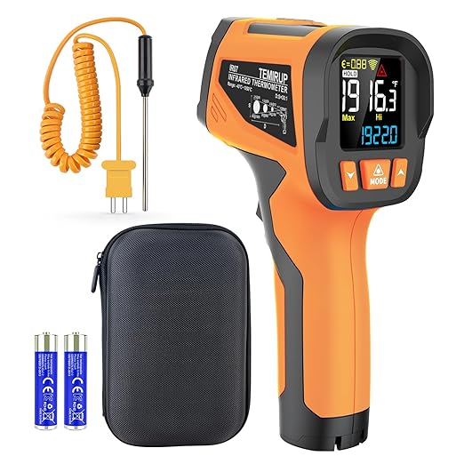 TEMIRUP Infrared Thermometer High Temperature Gun -40℉ to 1922℉, 30:1 Pyrometer Digital IR Laser Thermometer Temp Gun with Probe for Cooking, Pizza Oven, Engine, Kilns, Forges, Industry & Home Repair