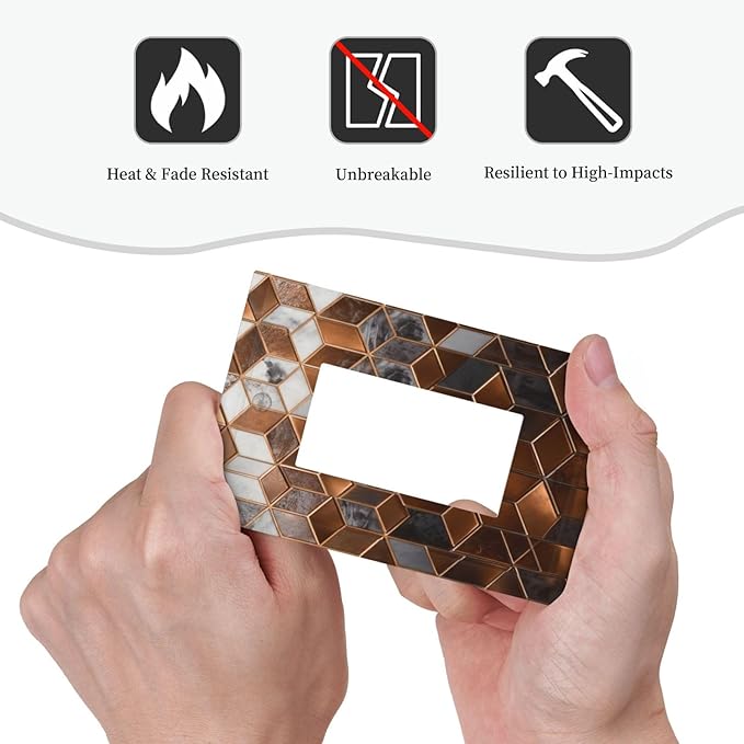Bvtewkhz Brown Abstract Luxury Modern Geometric Cubic Marble 1 Gang Single Rocker Decorative Light Switch Covers Electrical Faceplate Switch Plates for Bathroom Kitchen Home