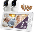 Comfyer 7" HD Split-Screen Baby Monitor with 2 1080P Cameras, 48 Hrs 6000mAh Battery Runs 2 Days in VOX Mode, No WiFi Monitor with a Flexible Bracket, 2 Way Audio, Remote PTZ, Auto Night Vision