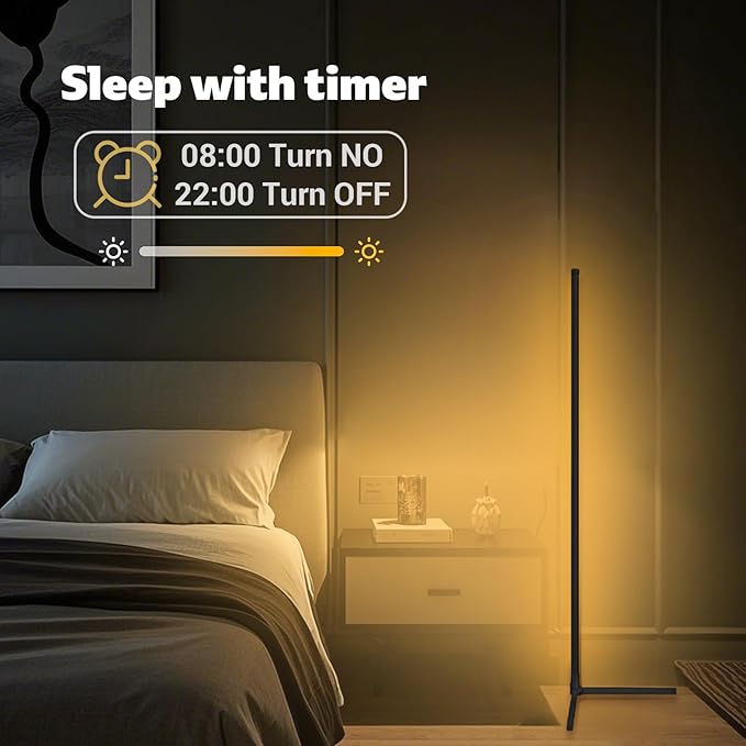 Tyute LED Corner Floor Lamp, 68+ Scenes, 16 Million Colors Corner Light with App & Remote Control, 65” Smart RGB Ambient Lighting with Music Sync, Mood Lighting for Bedroom, Living Room, Gaming Room