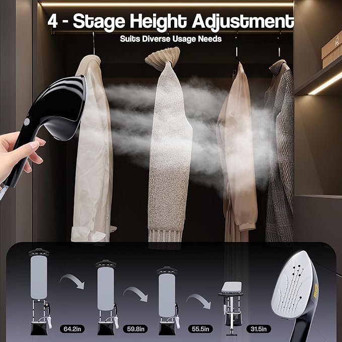 Cobuy Standing Garment Steamer with Dry Ironing, 2000W Powerful Steamer for Clothes with with Flat & Slant & Hanging Iron Options,3 Steam Modes, 25s Fast Heat-Up, Self-Cleaning, 2.2L Water Tank