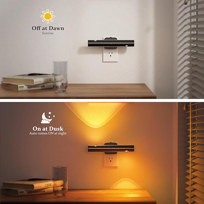 JandCase LED Night Light, Modern Night Lights Plug into Wall, 0-100LM Adjustable Brightness with Dusk-to-Dawn Sensor, Dimmable Night Lights for Bathroom, Hallway, Bedroom,Stairway