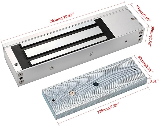 Electromagnetic Lock with Z and L Bracket 1200LBS 500KG Holding Force Electric Magnetic Door Lock 12V Fail Safe NC Mode for Access Control System
