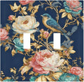 Bvtewkhz Floral Birds Morris 2 Gang Double Toggle Decorative Outlet Covers Light Switch Plate Electrical Receptacle Switchplate For Bathroom Kitchen Bedroom