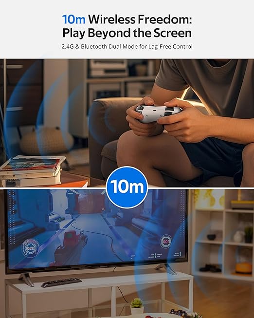 abxylute C5P Wireless Gaming Controller for PC/Switch/iOS/Android/PS3/PS4/Steam/MAC, 2.4 GHz Hall Effect Stick & Trigger Turbo-Remappable Back Buttons Rubberized Grip Console Layout Gamepad Vibration